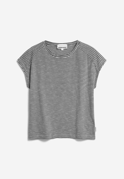 Armedangels - ONELIAA LOVELY STRIPES Shirts T-Shirt black-oatmilk