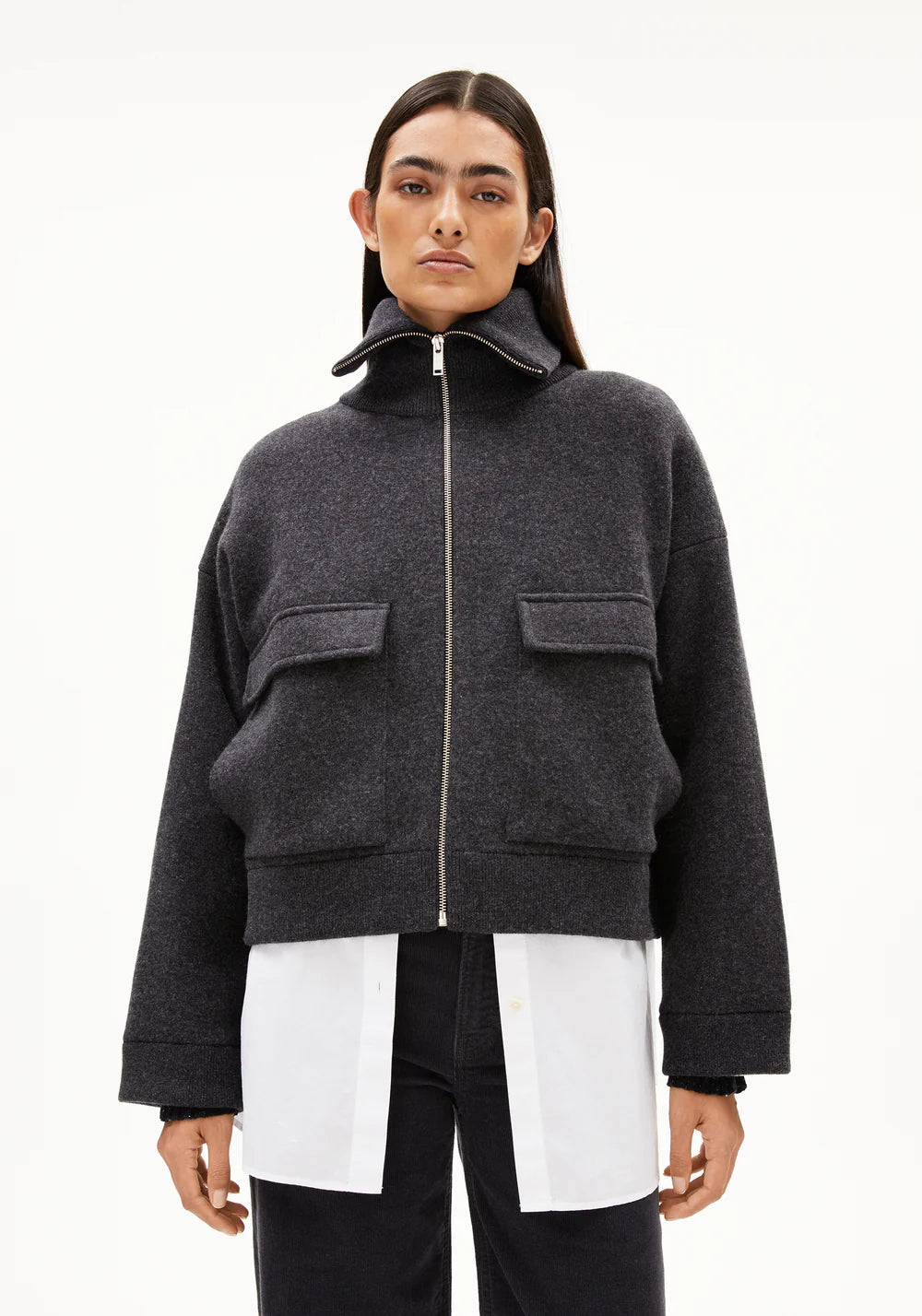 Armedangels - JOANIAAS Jacken/Outerwear Strick steel melange - WERTE FREUNDE