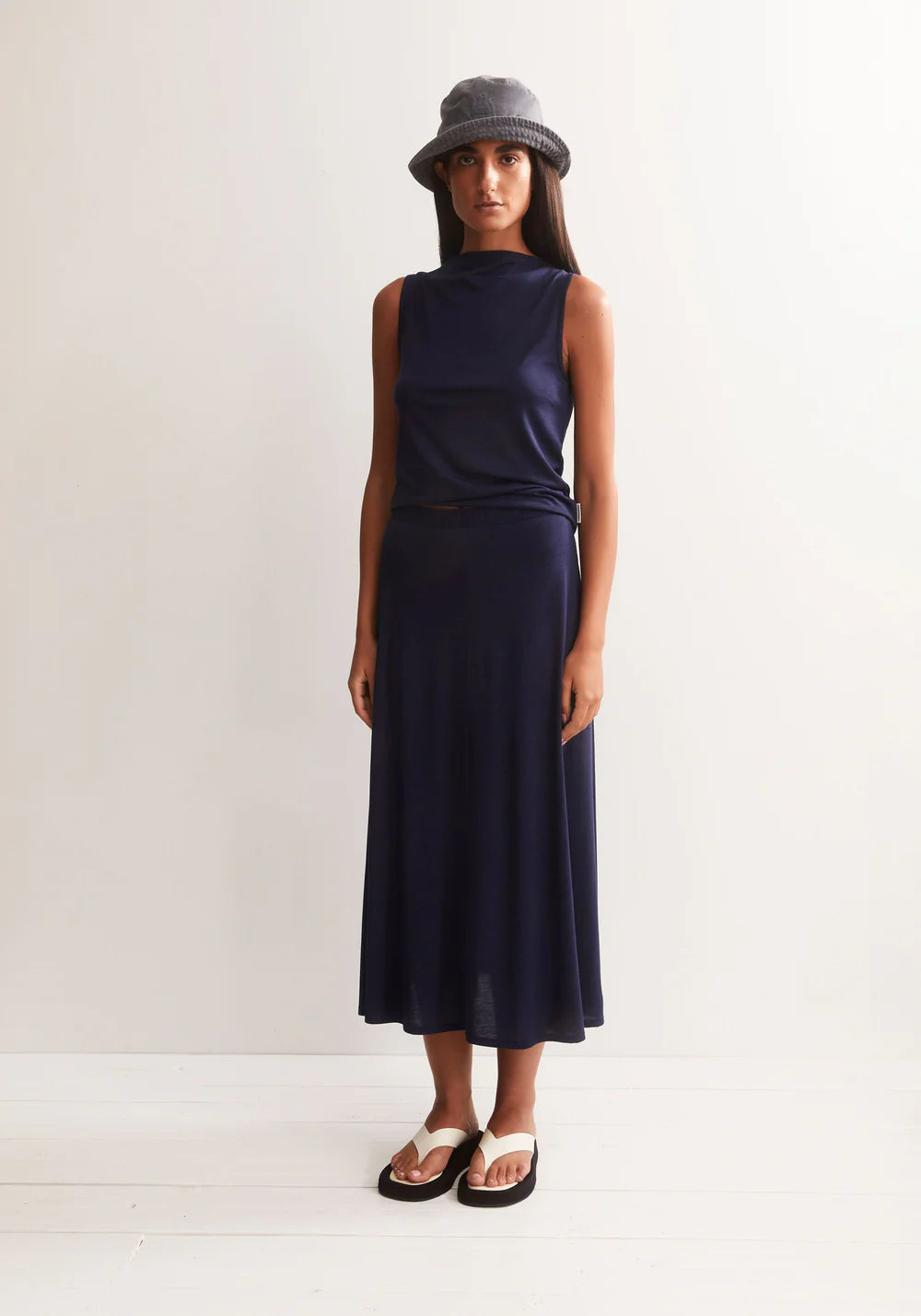 Armedangels - ILENIAA LARAA MIDI SKIRT tinted navy - WERTE FREUNDE