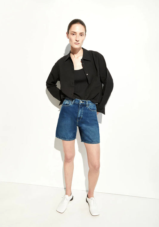 Armedangels - SHEAARI DENIM SHORT wavy blue - WERTE FREUNDE