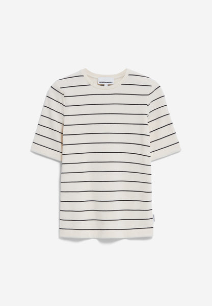 Armedangels - JAANISARA FINE STRIPE Shirts T-Shirt oatmilk-black