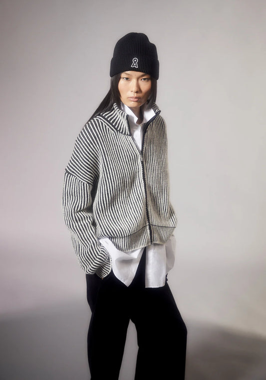 Armedangels - MEDEAA VANISE Strick Cardigan black-oatmilk - WERTE FREUNDE