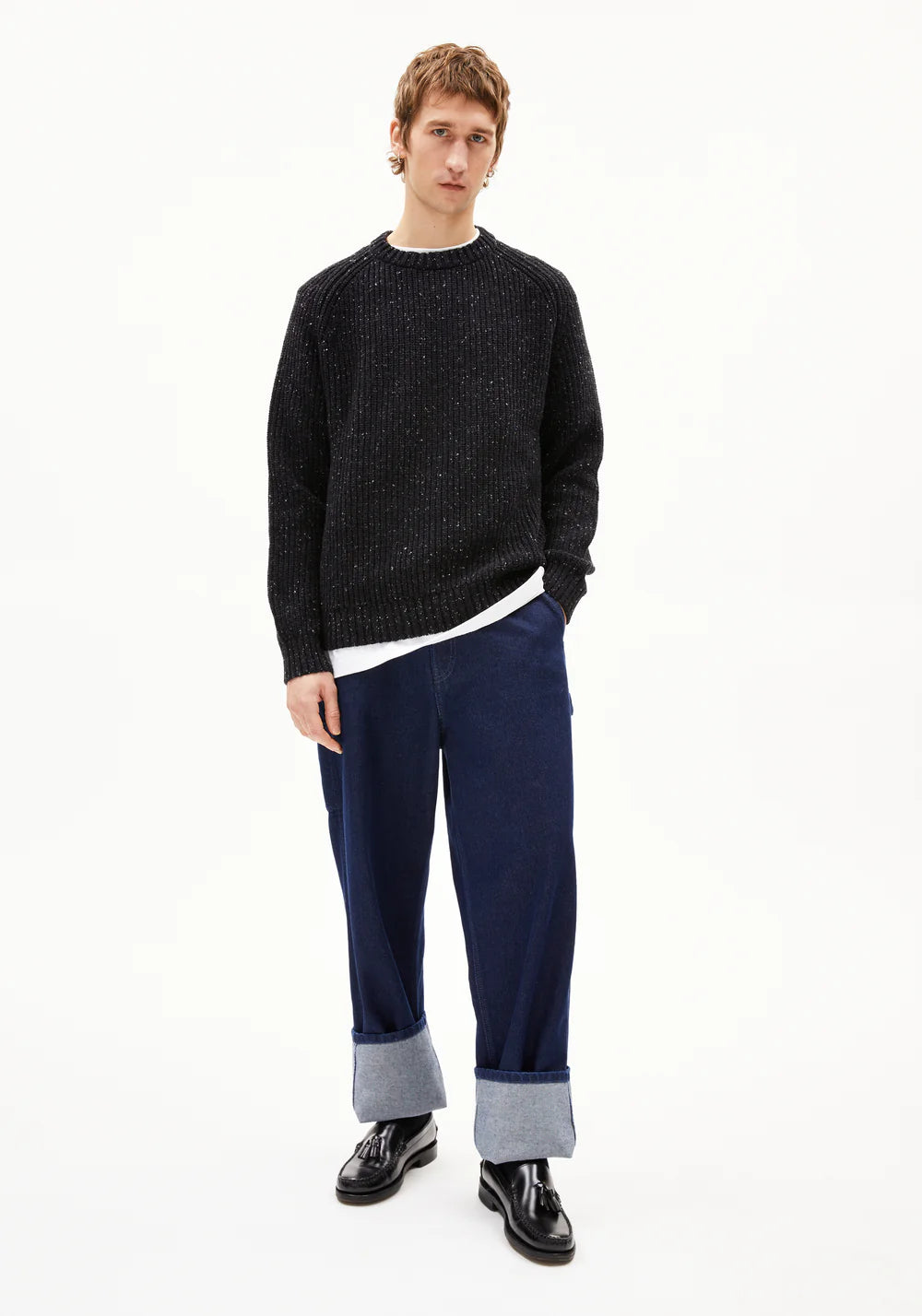 Armedangels - KIAANO TWEED Strick Pullover black-oatmilk tweed - WERTE FREUNDE