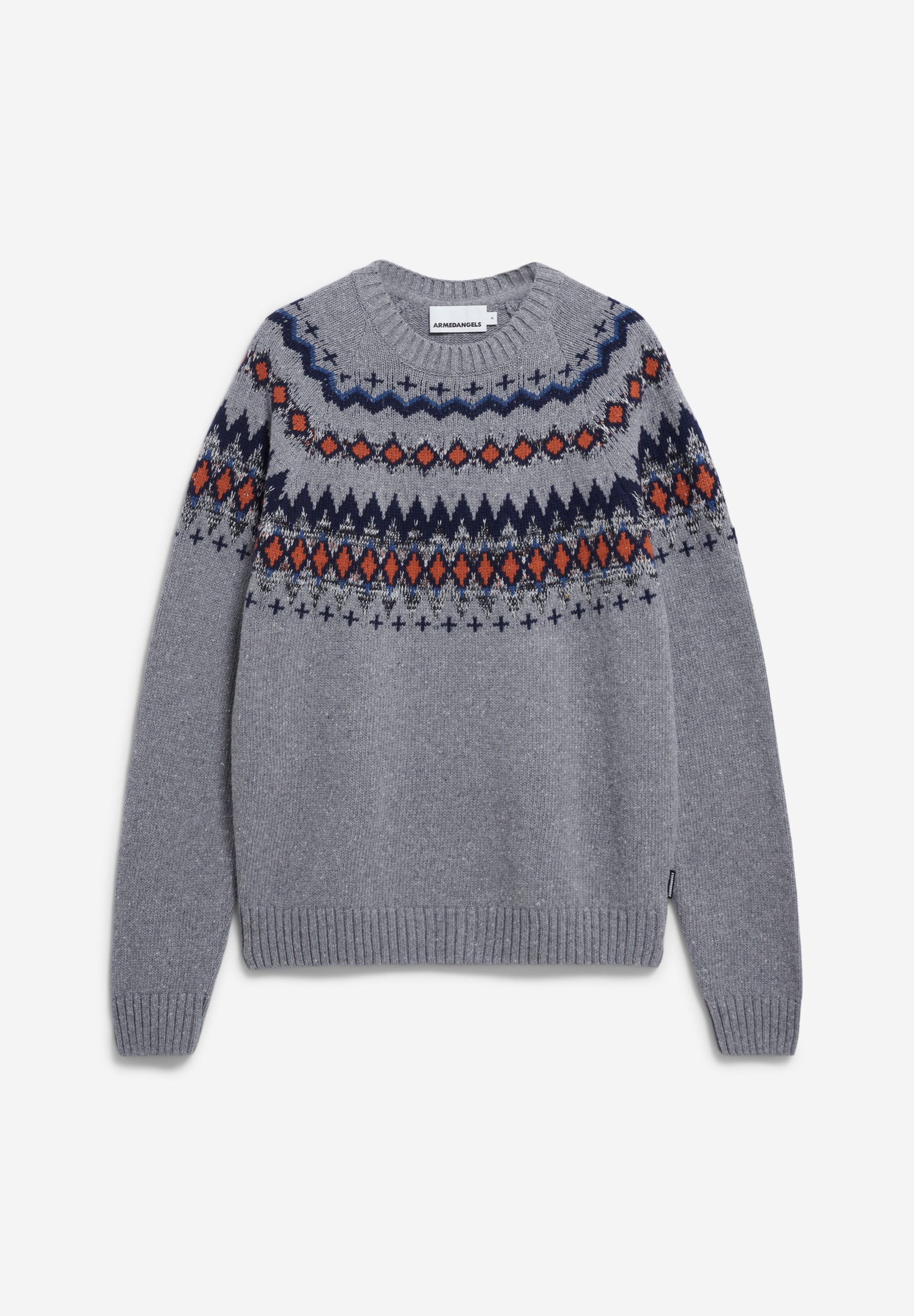 Armedangels - KAALLA FAIR ISLE Strick Pullover silver melange-dusty orange - WERTE FREUNDE