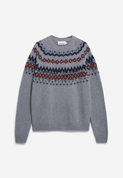 Armedangels - KAALLA FAIR ISLE Strick Pullover silver melange-dusty orange - WERTE FREUNDE