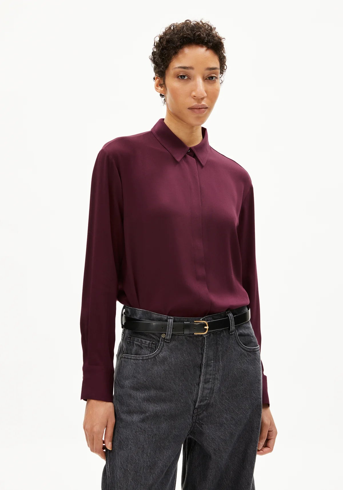 Armedangels - LARISAANA LONGSLEEVE Bluse langarm dark cranberry - WERTE FREUNDE