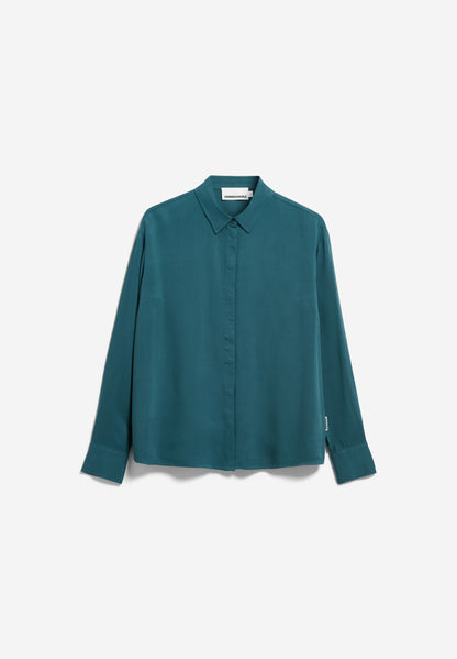 Armedangels - LARISAANA LONGSLEEVE BLOUSE Bluse langarm petrol velvet - WERTE FREUNDE