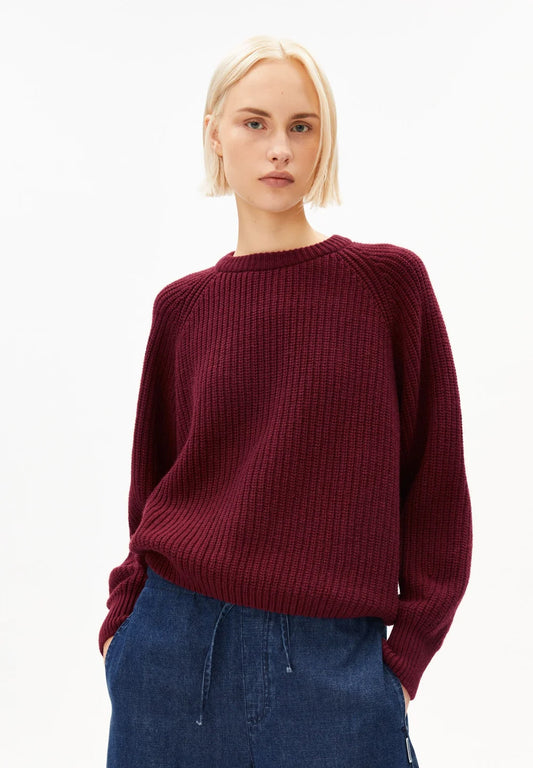 Armedangels - RIB KNIT SWEATER velvet red
