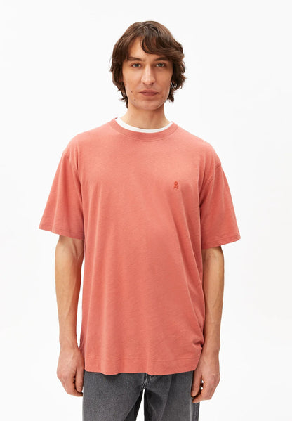 Armedangels - MAARKOS LEINEN-MIX T-SHIRT tabasco red - WERTE FREUNDE