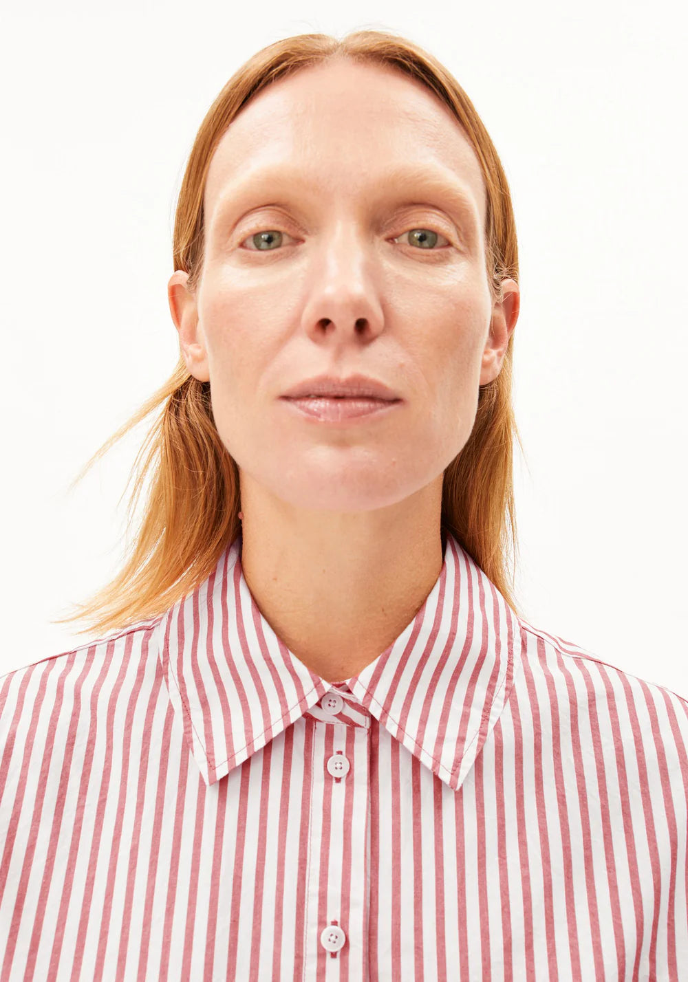 Armedangels - GESTREIFTE LOOSE FIT BLUSE oatmilk-mars red - WERTE FREUNDE