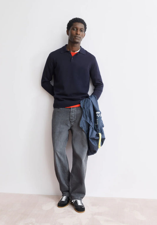 Armedangels - LANGARM-STRICKPOLOSHIRT night sky - WERTE FREUNDE