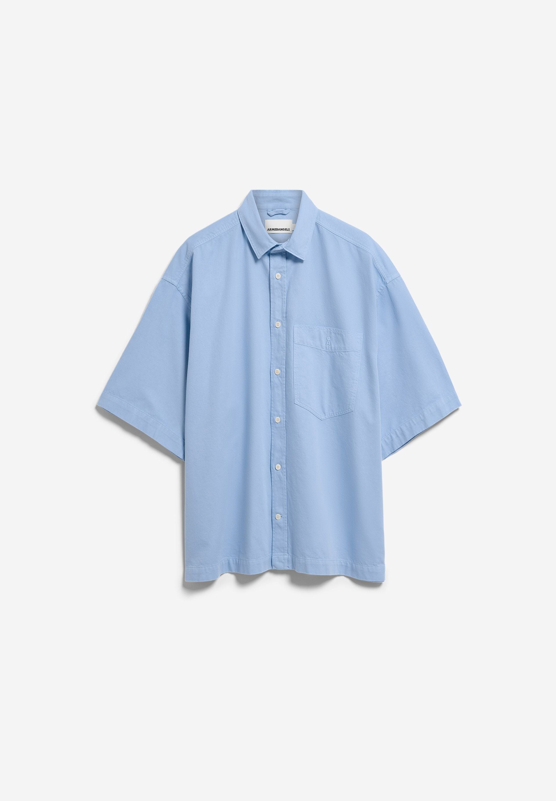 Armedangels - COTTON LINO SHORTSLEEVE SHIRT wedgwood - WERTE FREUNDE