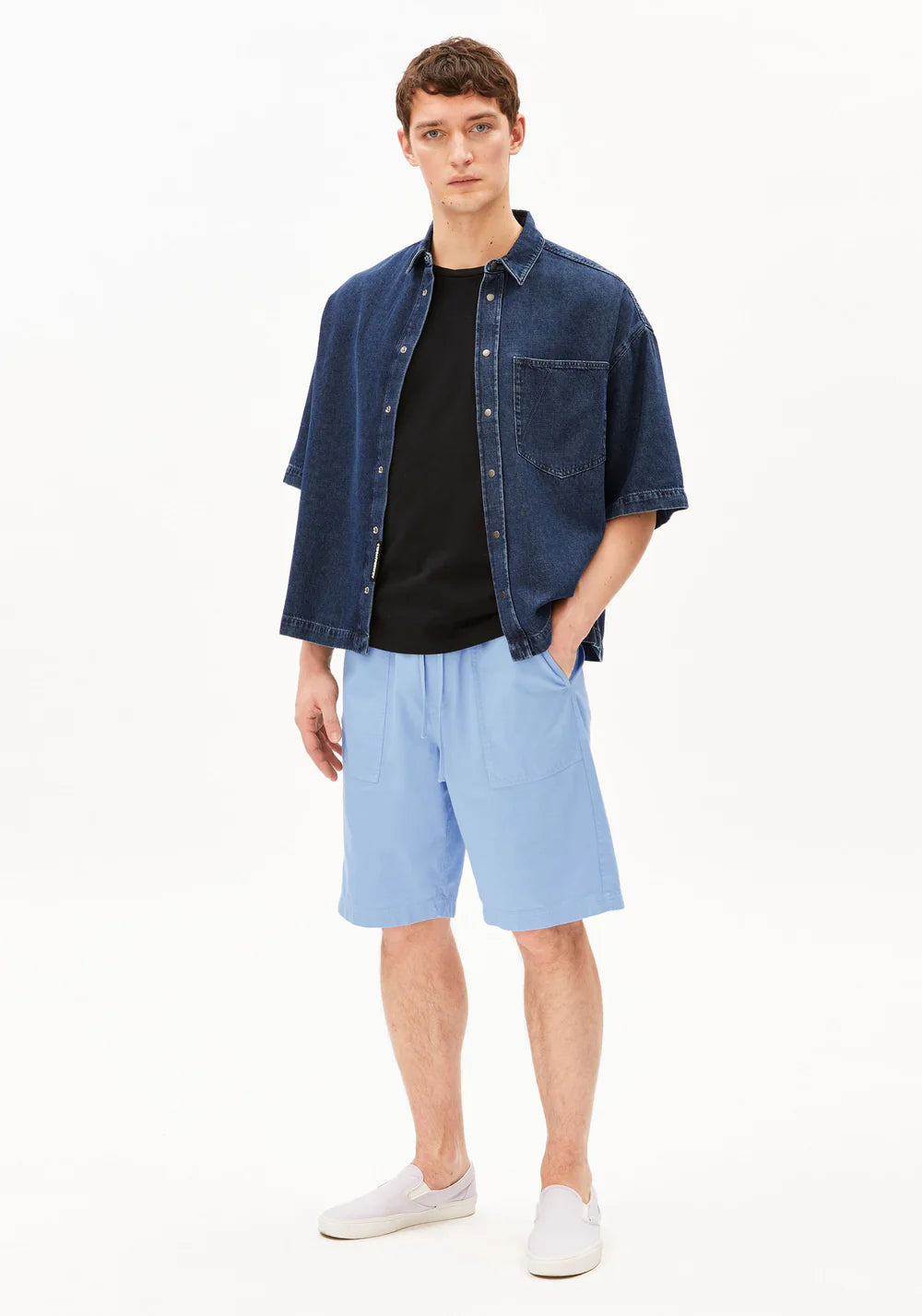 Armedangels - COTTON LINO SHORT wedgwood - WERTE FREUNDE