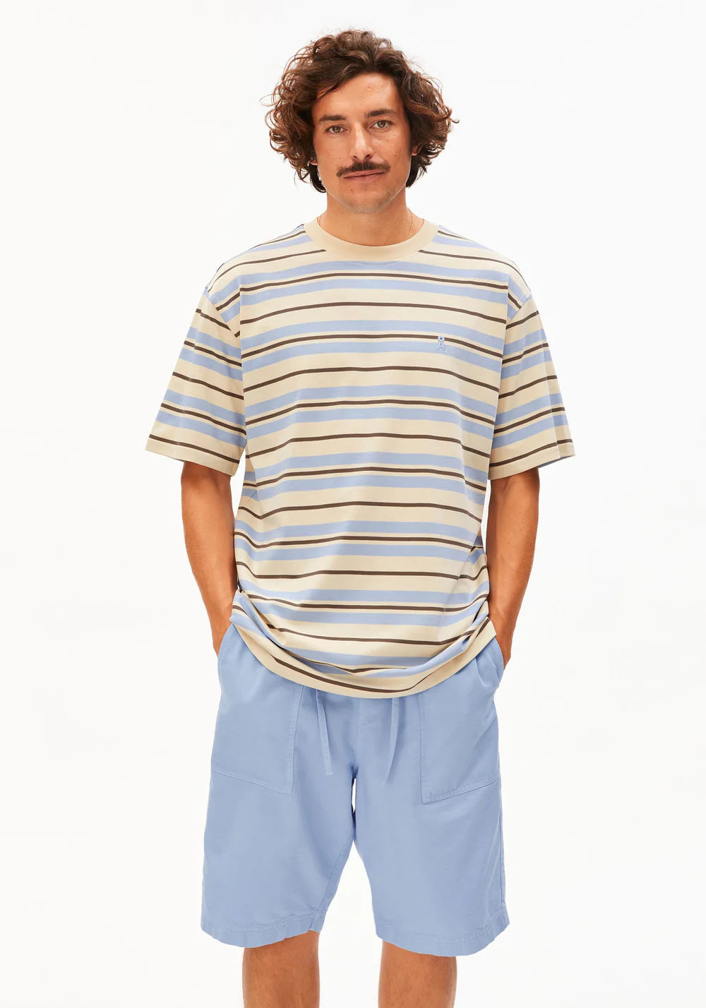 Armedangels - MAARKOS STRIPES T-SHIRT wedgwood-granit - WERTE FREUNDE