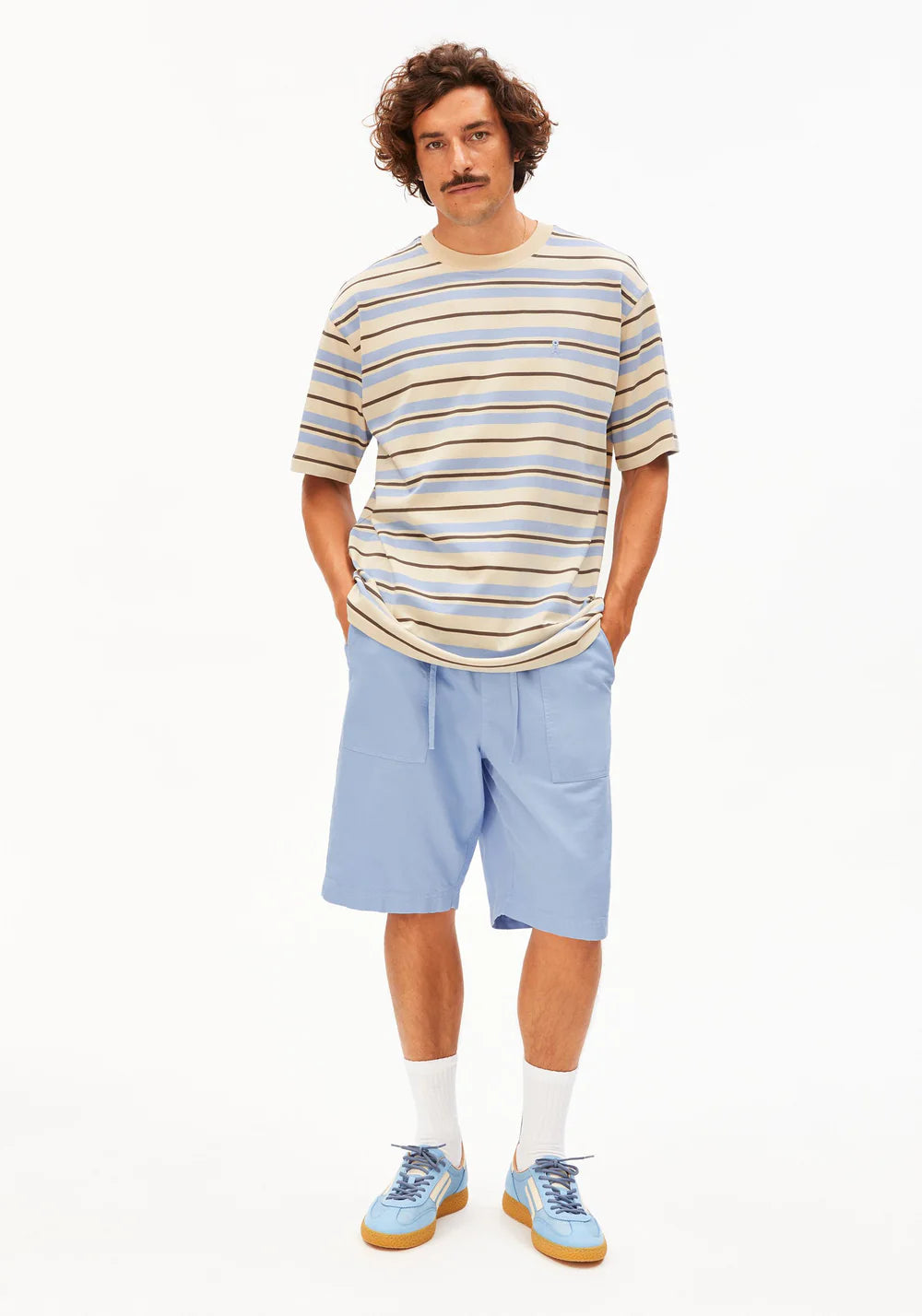 Armedangels - MAARKOS STRIPES T-SHIRT wedgwood-granit - WERTE FREUNDE