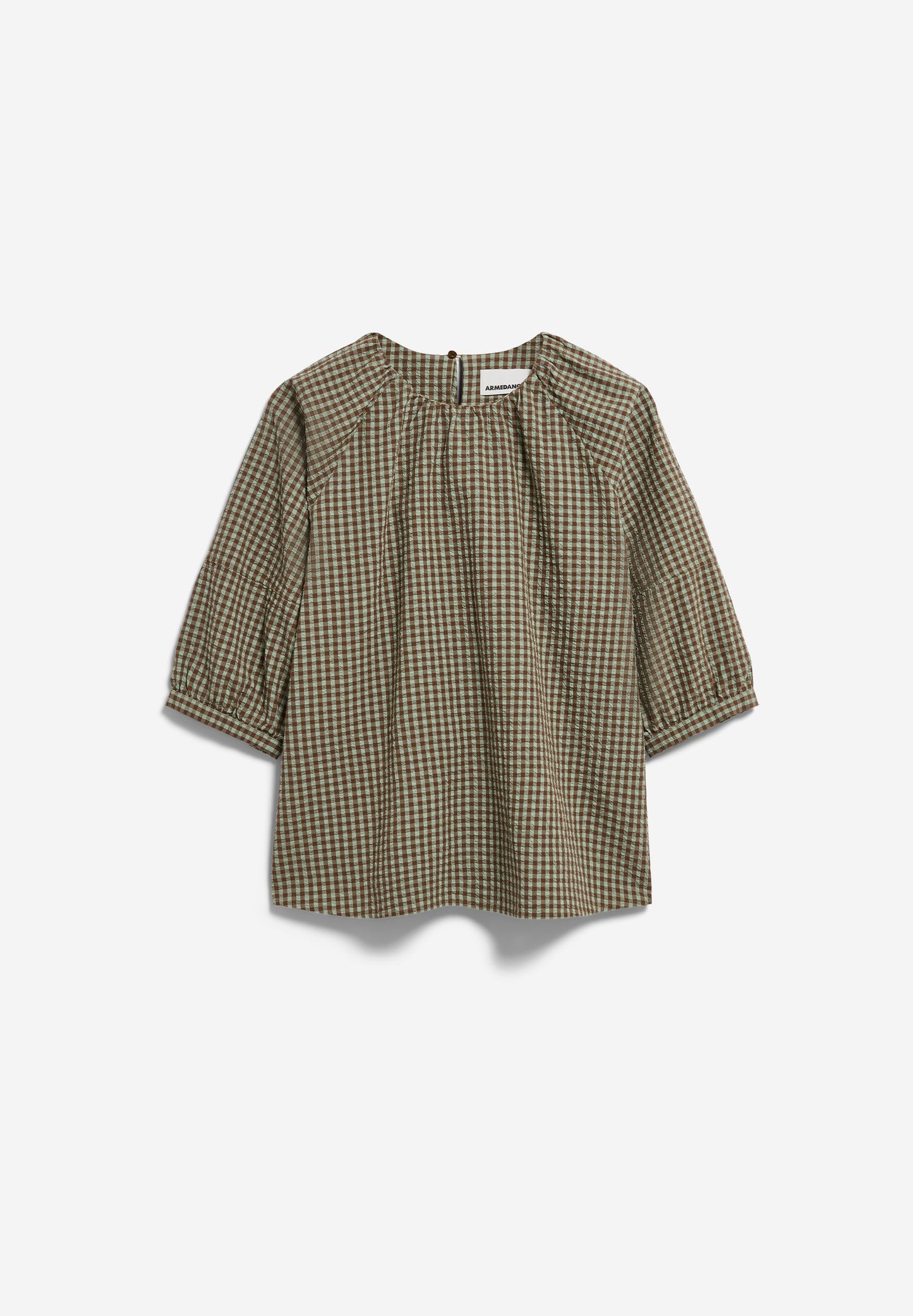 Armedangels - VICHY SEERSUCKER BLOUSE foam-dried palm - WERTE FREUNDE