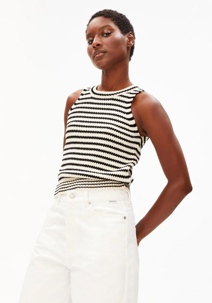 Armedangels - STRIPE KNIT TOP undyed-black - WERTE FREUNDE