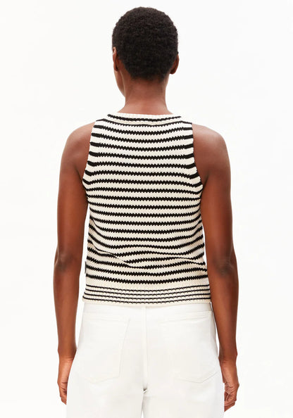 Armedangels - STRIPE KNIT TOP undyed-black - WERTE FREUNDE
