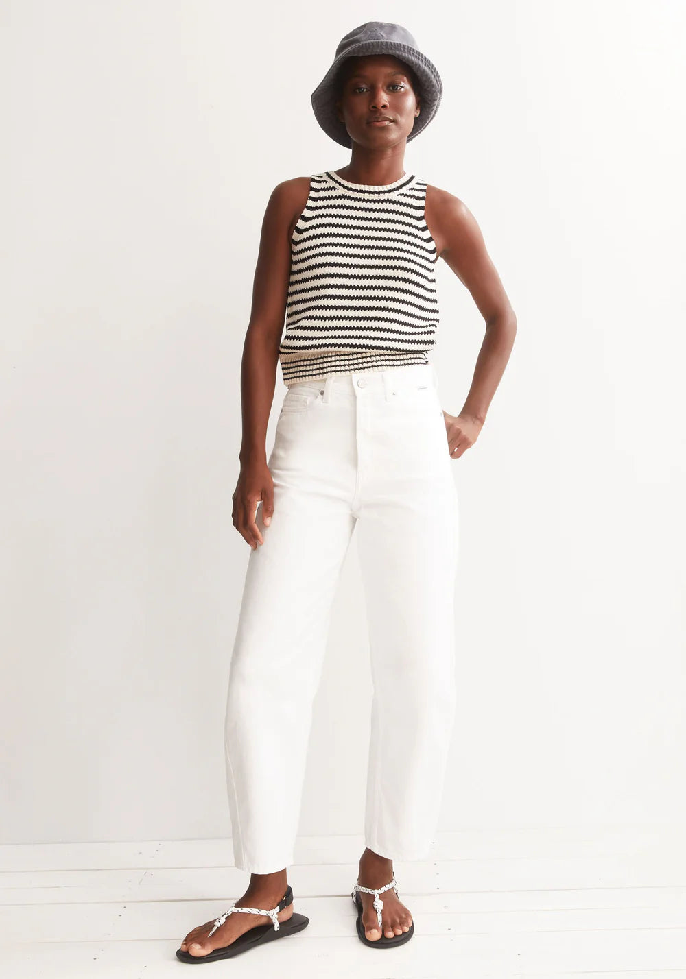 Armedangels - STRIPE KNIT TOP undyed-black - WERTE FREUNDE