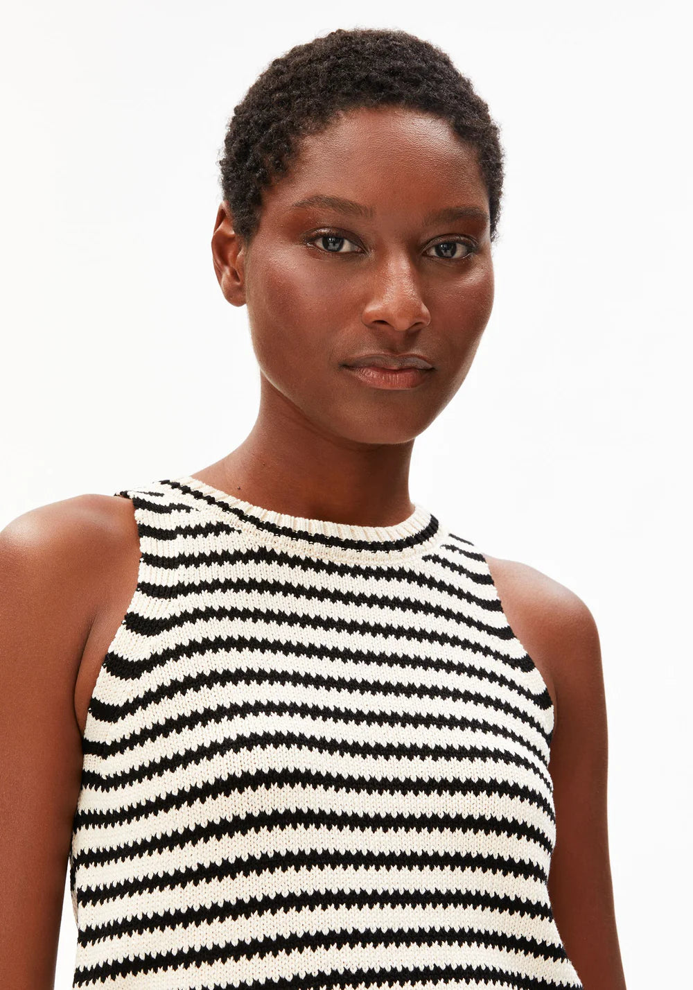 Armedangels - STRIPE KNIT TOP undyed-black - WERTE FREUNDE