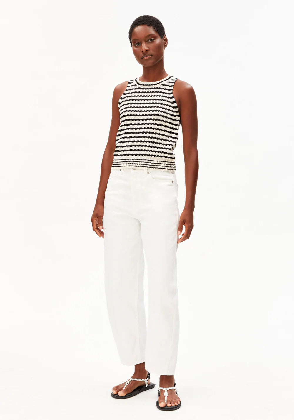 Armedangels - STRIPE KNIT TOP undyed-black - WERTE FREUNDE