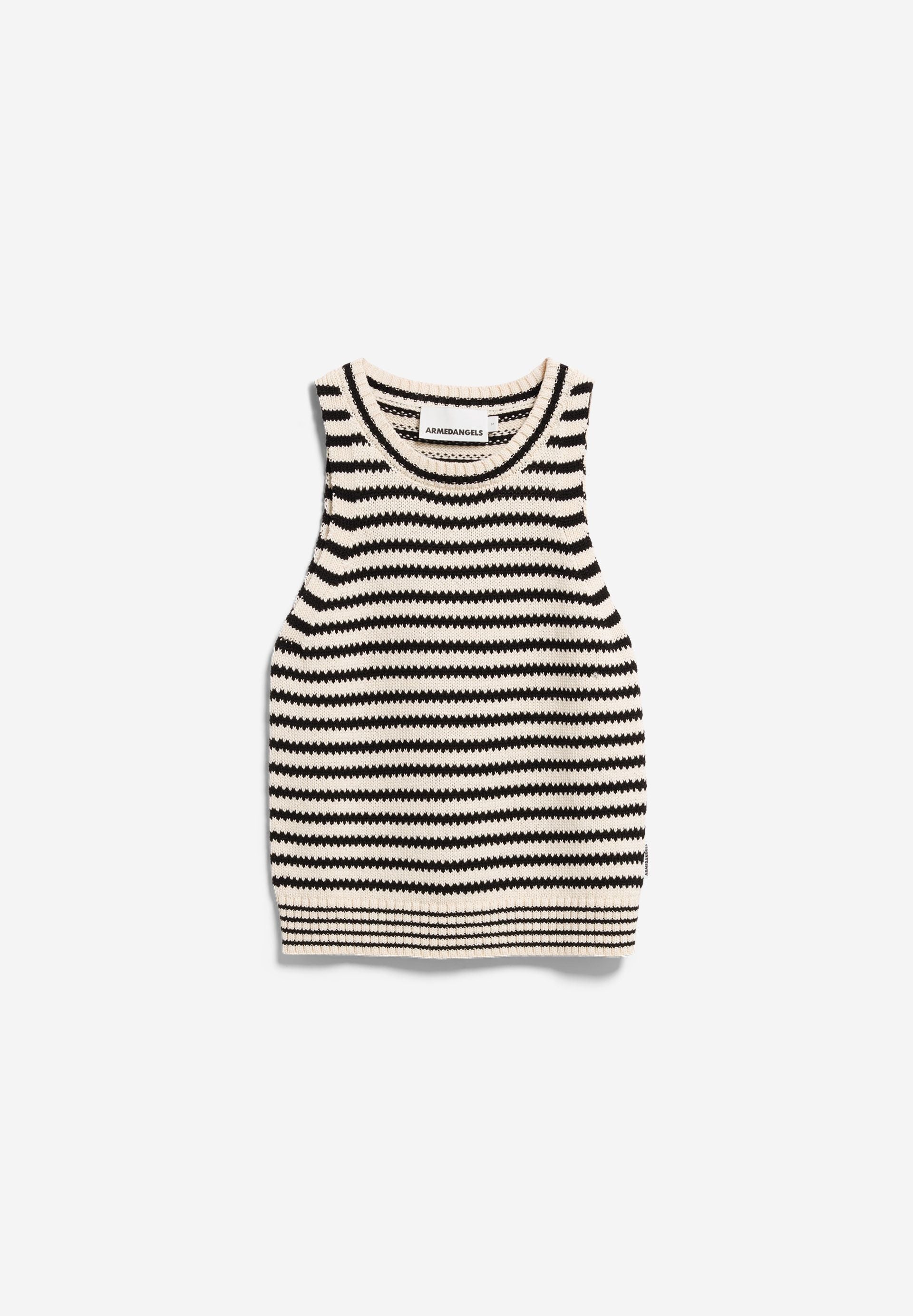 Armedangels - STRIPE KNIT TOP undyed-black - WERTE FREUNDE