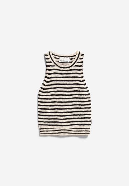 Armedangels - STRIPE KNIT TOP undyed-black - WERTE FREUNDE