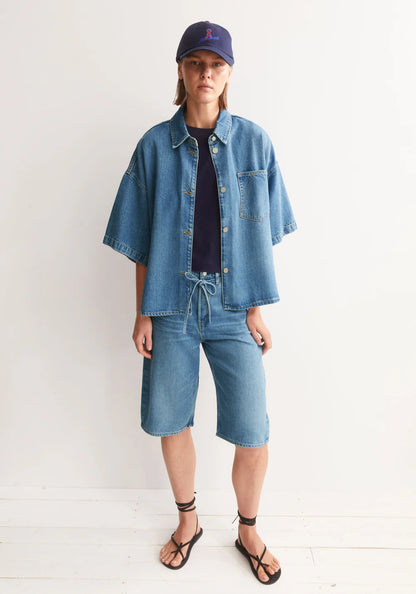 Armedangels - DAANY BAGGY DENIM SHORT laguna - WERTE FREUNDE