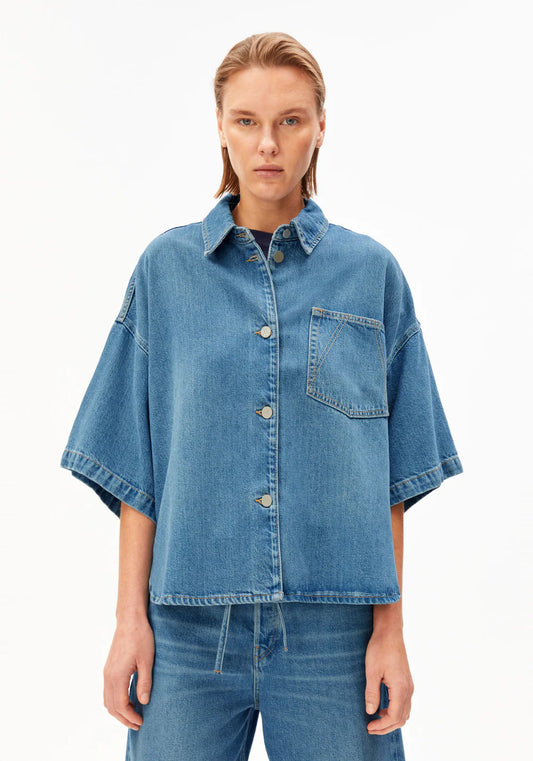 Armedangels - S SLV DENIM OVERSHIRT laguna - WERTE FREUNDE