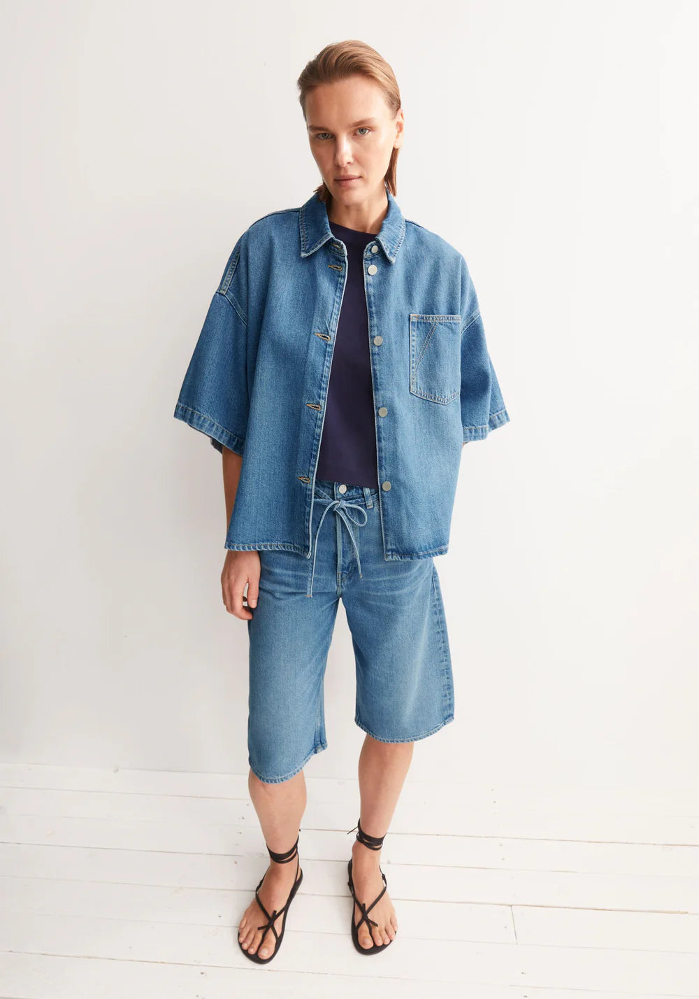 Armedangels - S SLV DENIM OVERSHIRT laguna - WERTE FREUNDE