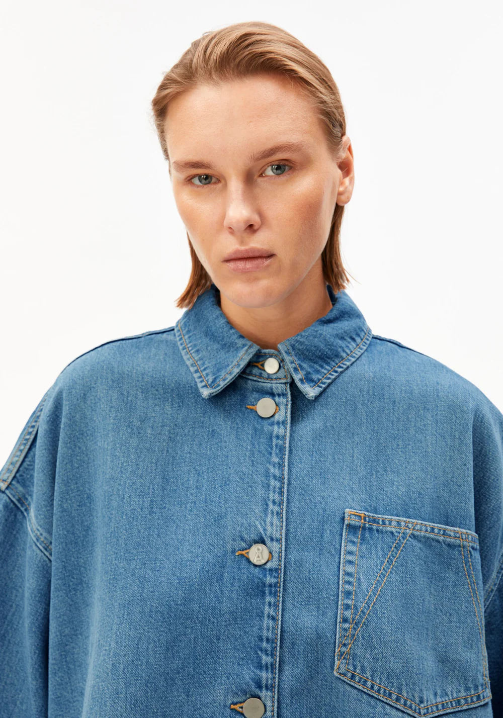 Armedangels - S SLV DENIM OVERSHIRT laguna - WERTE FREUNDE