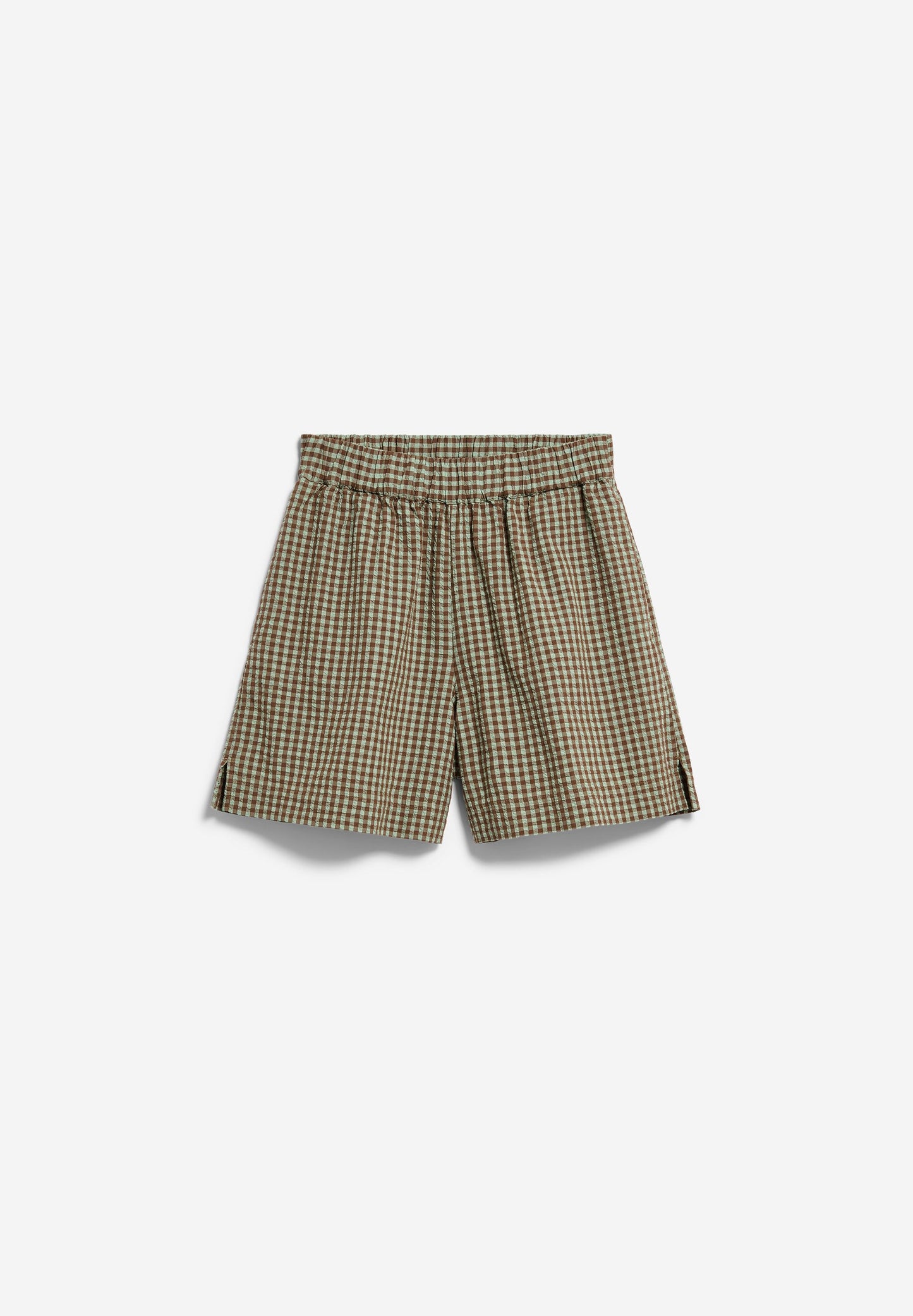 Armedangels - VICHY SEERSUCKER SHORT foam-dried palm - WERTE FREUNDE