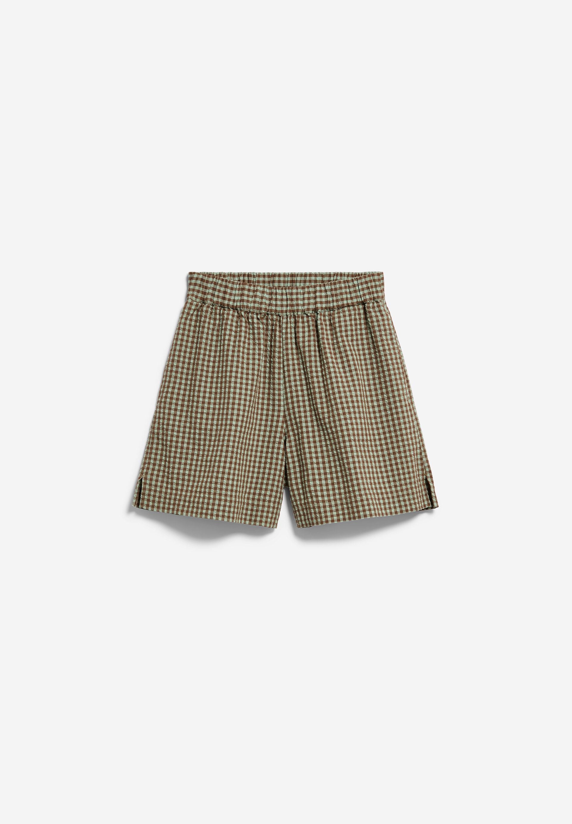 Armedangels - VICHY SEERSUCKER SHORT foam-dried palm - WERTE FREUNDE