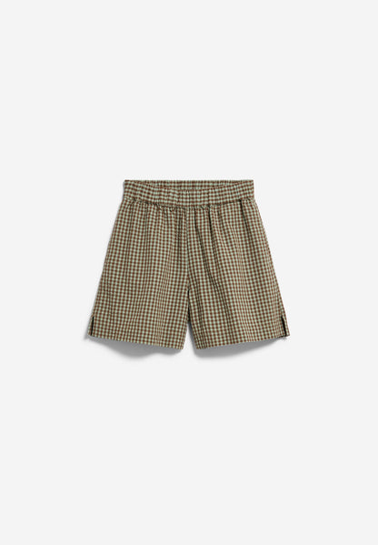 Armedangels - VICHY SEERSUCKER SHORT foam-dried palm - WERTE FREUNDE