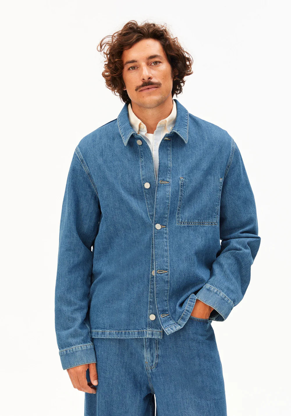 Armedangels - LINEN BLEND DENIM JACKET sea salt - WERTE FREUNDE