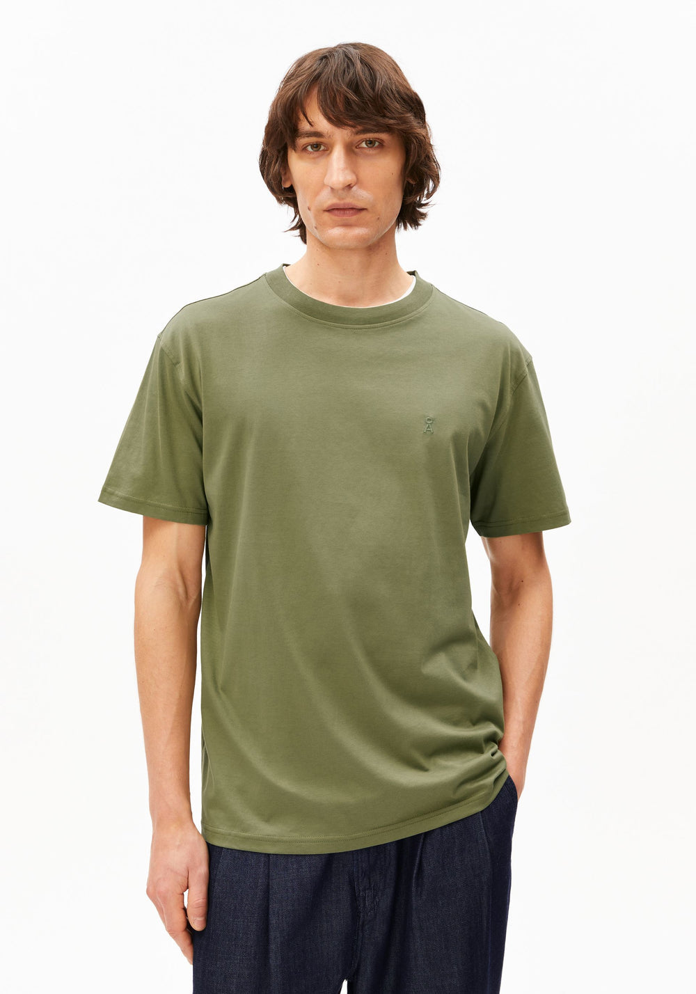 Armedangels - MAARKOS MID WEIGHT T-SHIRT fatigue green - WERTE FREUNDE