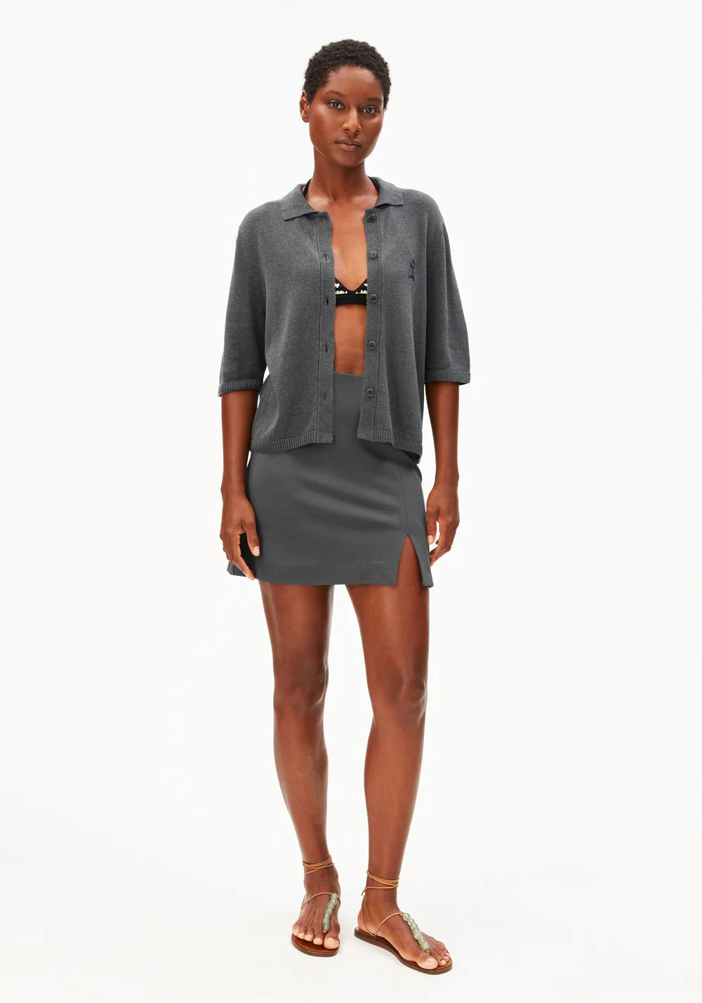 Armedangels - S SL LINEN BLEND KNIT CARDIGAN space steel - WERTE FREUNDE