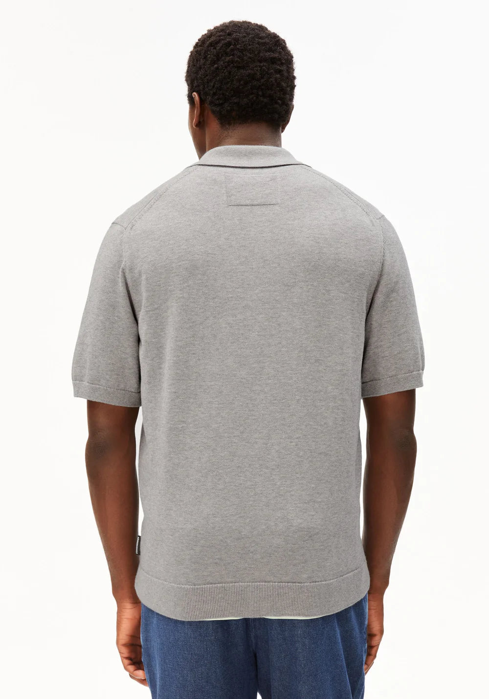 Armedangels - SHORTSLEEVE KNIT POLOSHIRT silver melange - WERTE FREUNDE