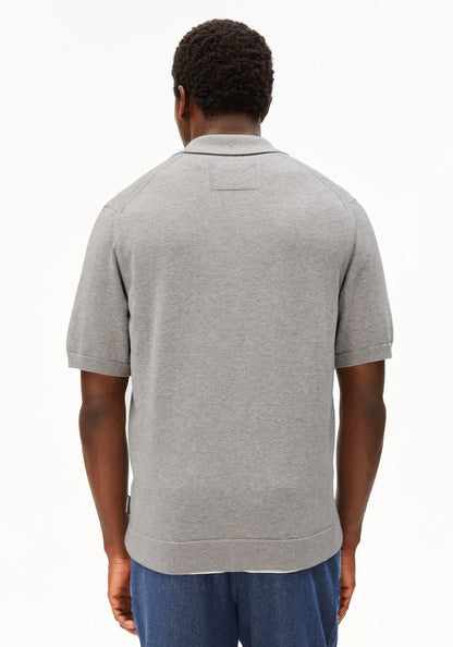 Armedangels - SHORTSLEEVE KNIT POLOSHIRT silver melange - WERTE FREUNDE