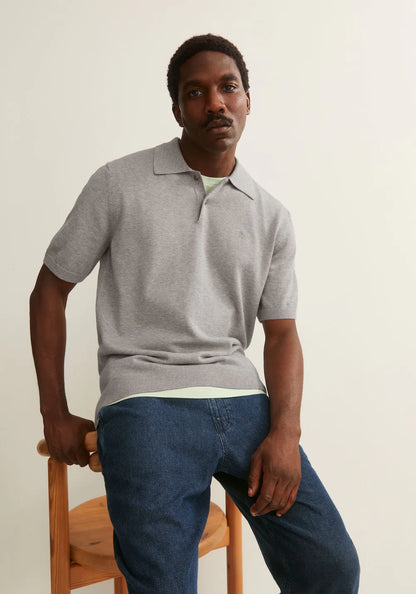Armedangels - SHORTSLEEVE KNIT POLOSHIRT silver melange - WERTE FREUNDE
