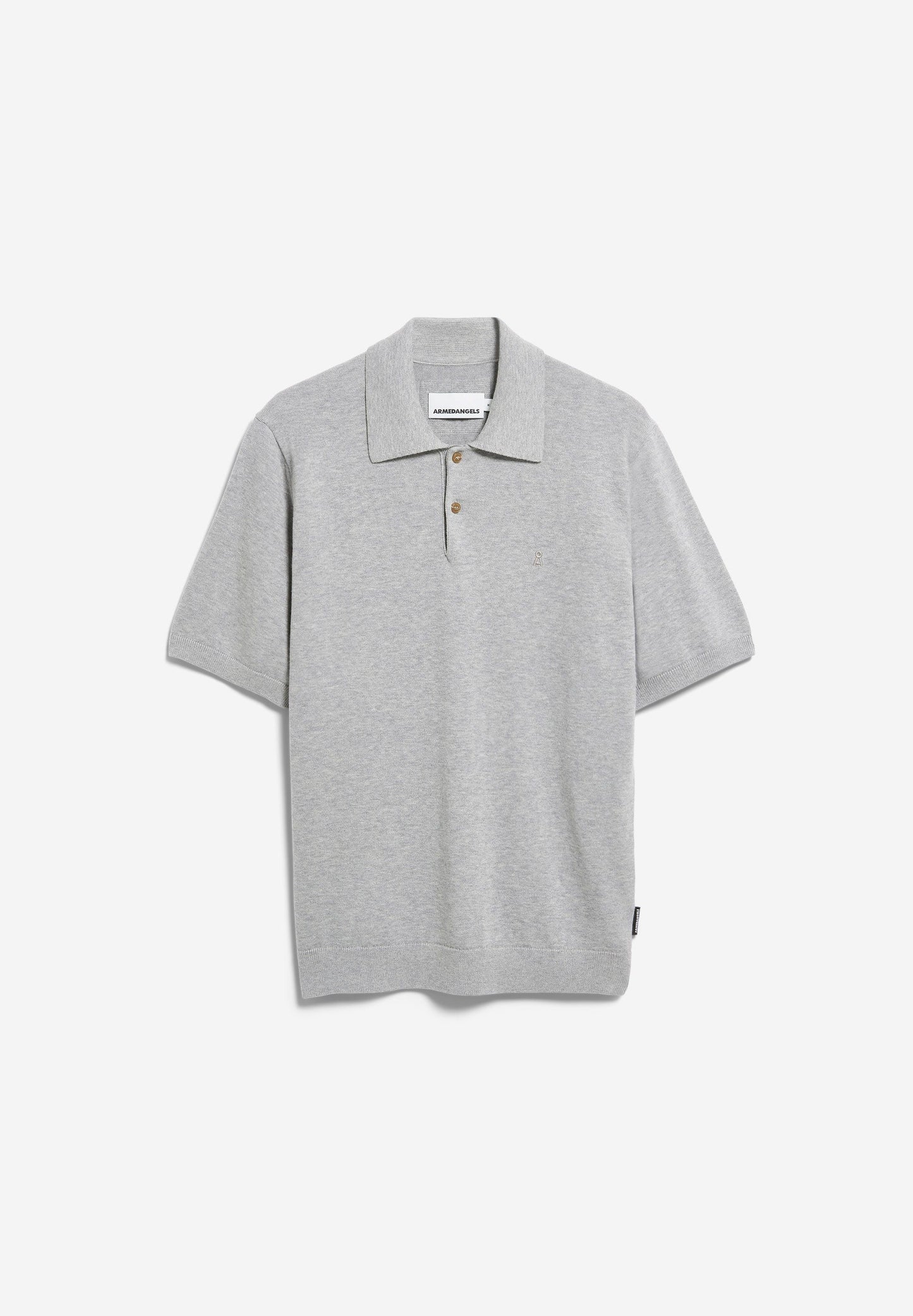 Armedangels - SHORTSLEEVE KNIT POLOSHIRT silver melange - WERTE FREUNDE