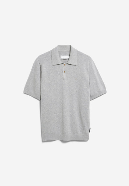 Armedangels - SHORTSLEEVE KNIT POLOSHIRT silver melange - WERTE FREUNDE