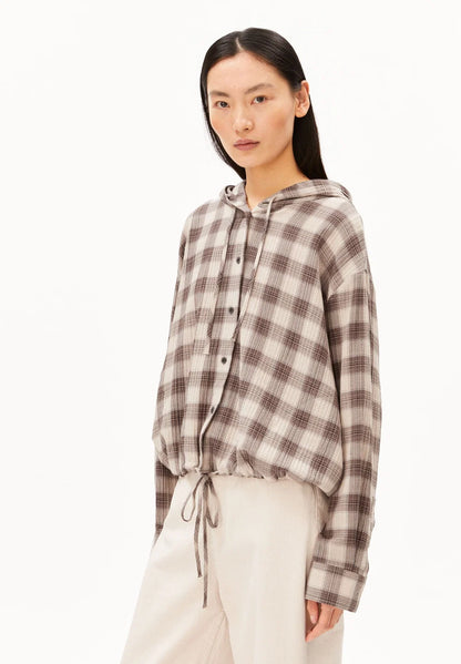 Armedangels - CHECK HOODED BLOUSE sandstone-claystone