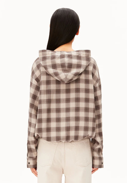 Armedangels - CHECK HOODED BLOUSE sandstone-claystone