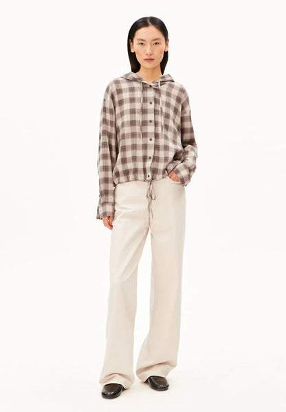 Armedangels - CHECK HOODED BLOUSE sandstone-claystone