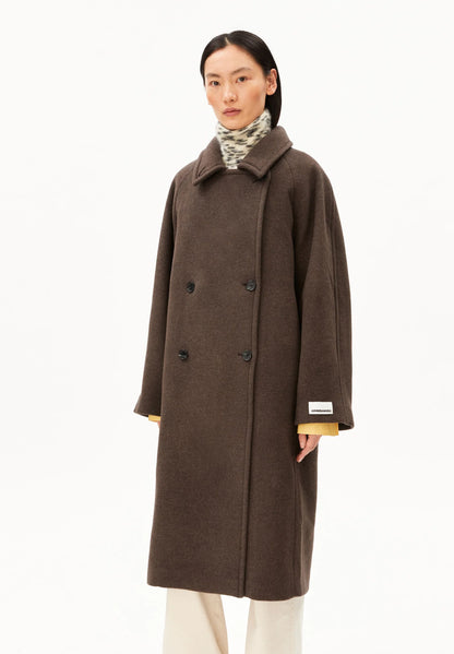 Armedangels - WOOL DOUBLE-BREASTED COAT claystone melange