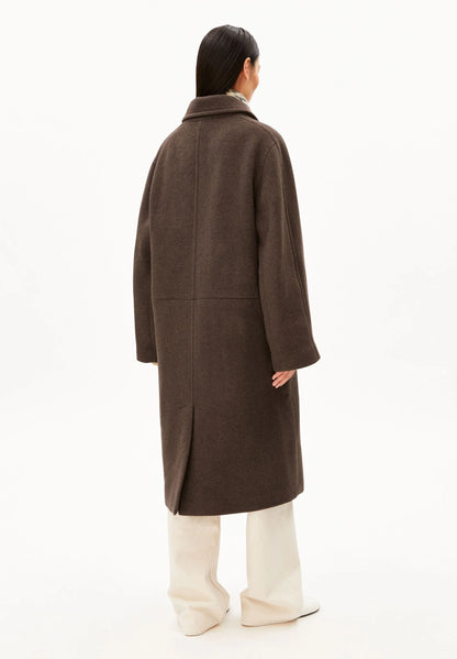 Armedangels - WOOL DOUBLE-BREASTED COAT claystone melange