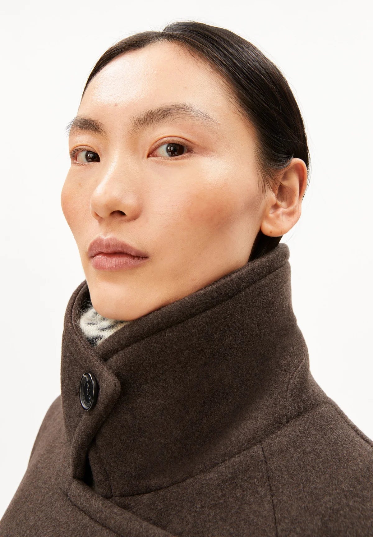 Armedangels - WOOL DOUBLE-BREASTED COAT claystone melange