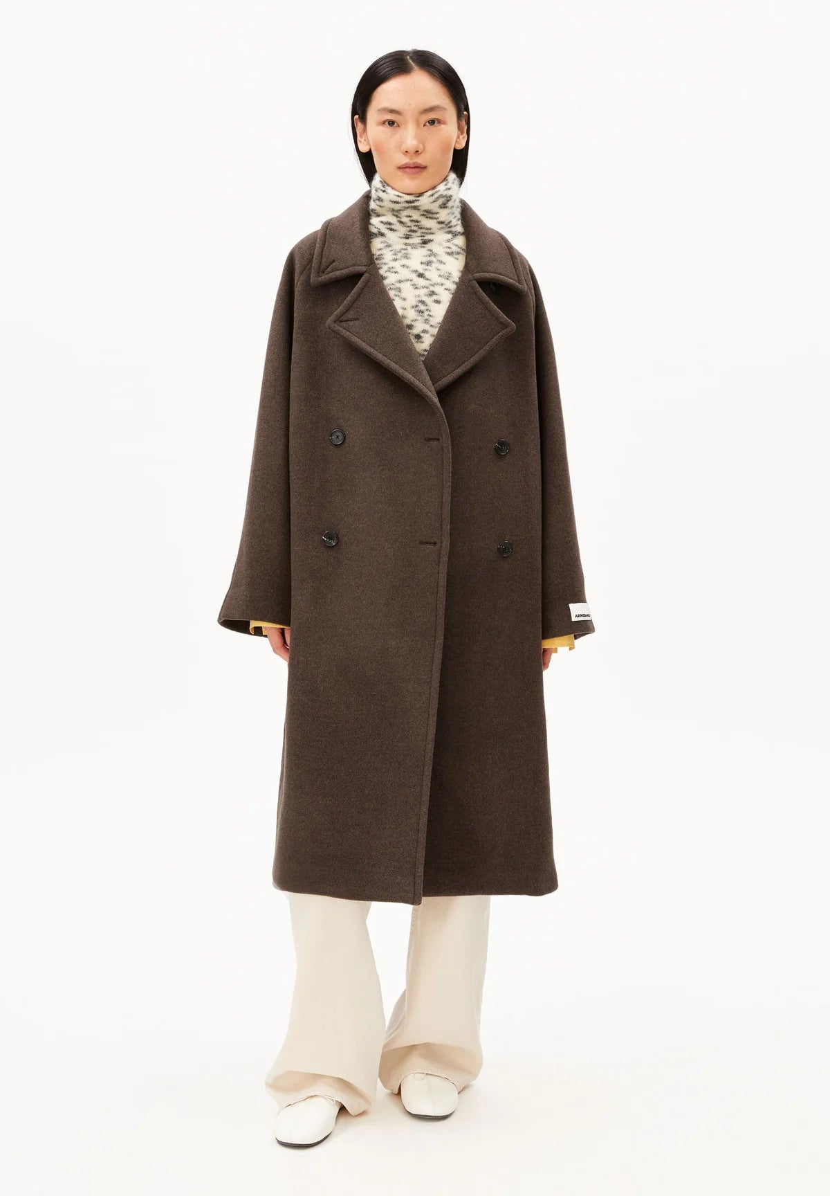 Armedangels - WOOL DOUBLE-BREASTED COAT claystone melange