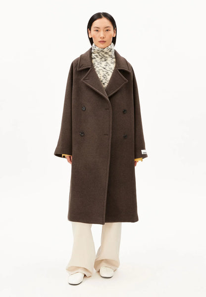 Armedangels - WOOL DOUBLE-BREASTED COAT claystone melange